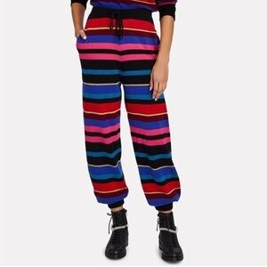 Ronny Kobo wool cashmere blend striped knit jogger pants